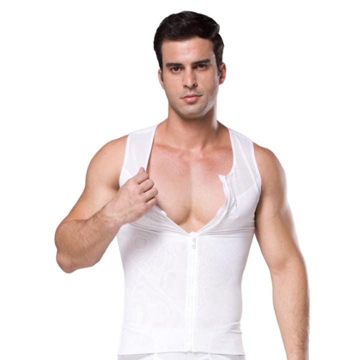 Men's Body Shaper Posture Corrector Zipper Skin Color Chest