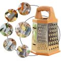 6-Sided Stainless Steel Multipurpose Grater and Slicer Wood Finish. 