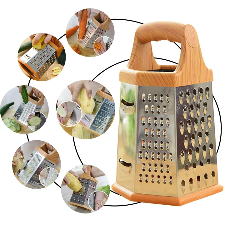 6-Sided%20Stainless%20Steel%20Multipurpose%20Grater%20and%20Slicer%20Wood%20Finish%20-%20Image%204
