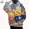 Pocket monster - Picachu hoodie Baokemeng series printed hoodie long-sleeved men's sweatshirt top children's coat. 