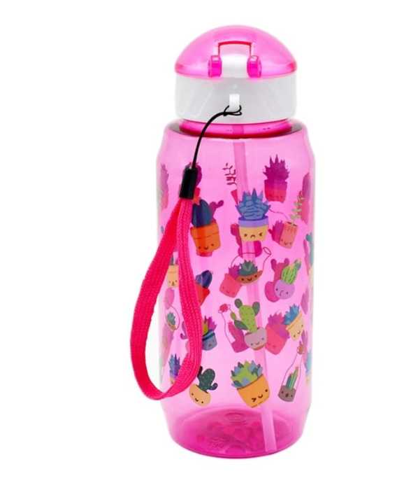 Kids Water Bottle With Straw 600ml Cute Cartoon Drinking Bottle