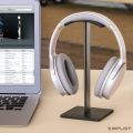 Simplist Newbee Headphone Stand Headset Holder Earphone Stand with Aluminum Supporting Bar Flexible Headrest ABS Solid Base for All Headphones Size (Black). 