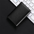 Card Box Rfid Men'S Anti-Theft Card Holder Automatic Degaussing Pop-Up Pu Leather Large Capacity Aluminum Alloy Card Holder Mini Wallet. 