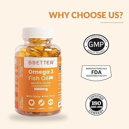 BBETTER Omega 3 Fish Oil Capsules For Heart, Joints & Brain Health ...