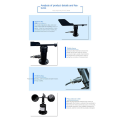 30M/S Black Wind Speed Direction Sensor Weather Station Outdoor 3 Cup Anemometers Sensor Output 0-5V. 