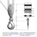 Block and Tackle Pulley System, 4-Wheel Rope Pulley Hoist,2200LB Work Load with 65Ft of 1/4 Inch Rope,Compact Rope White. 