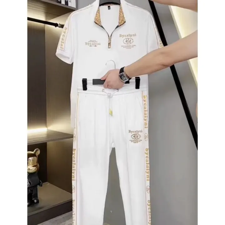 European%20Goods%20Summer%20New%20Men's%20Stand-up%20Collar%20All-Match%20Trousers%20Leisure%20Sports%20Two-Piece%20Set%20Fashion%20and%20Handsome%20Suit%20-%20Image%209