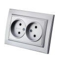 Silvery Classic 250V Plugs Socket Electrical Outlets Wall Embedded AC With Ground EU Standard Power Sockets Retardant 250V. 