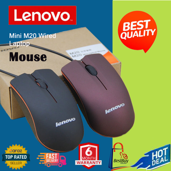 Lenovo M20 Mini Business Portable USB Wired Optical Mouse For PC Laptop