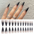 24Pcs Sharp End Stilettos Nail Black Extra Long False Nails Stiletto Tips UV Gel Manicure Easy Apply Artificial Nails Salon. 