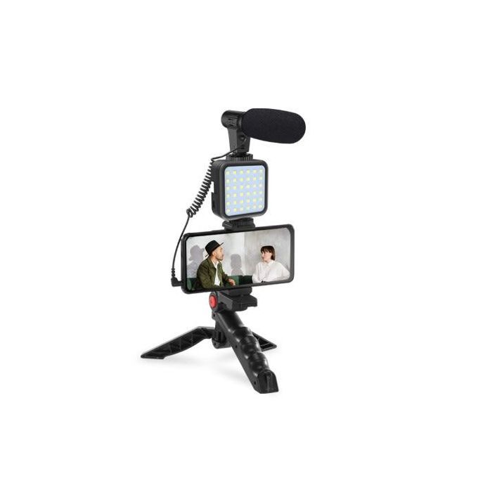 AY-49 Vid Making Vlog Kit–Tripod, Mic and Light for Live Broadcast|YouTube|TikTok|Online Meeting