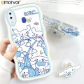 AMORVOR for Samsung M20 Back Cover With Free Holder Cartoon Anime Soft Wavy Phone Case Camera Protection Transparent TPU Soft Cover. 