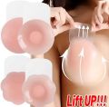 Fashiol Women's Breast Uplfit Bra Cup Pads Sticky Nipple Cover Reusable Adhesive Invisible Silicone Pushup Bras (Skin) - 1 Pair  Push Up Silicone Adhesive Invisible Stick on Bra Nipple Covers Breast Lift Patches (Round). 