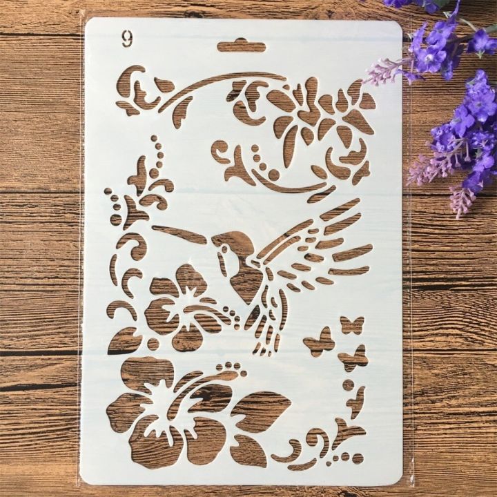 2Pcs/Lot%2027cm%20Hummingbird%20Butterfly%20DIY%20Craft%20Layering%20Stencils%20Painting%20Scrapbooking%20Stamping%20Embossing%20Album%20Paper%20Template%20-%20Image%202