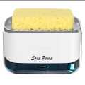 Soap Pump 2 in 1 Dispenser with Sponge Holder Kitchen Manual Press Liquid Detergent Dispenser Container Household Cleaning Tool with Free Sponge. 