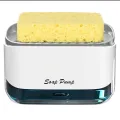 Soap Pump 2 in 1 Dispenser with Sponge Holder Kitchen Manual Press Liquid Detergent Dispenser Container Household Cleaning Tool with Free Sponge. 