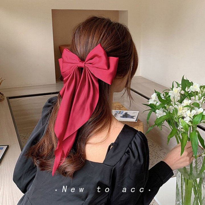 Korean%20Elegant%20Silk%20Long%20Bow%20Hair%20Clip%20for%20Women%20-%20Image%202