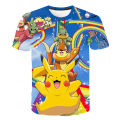 Pokemon Pikachu Mewtwo 3D Summer Fashion Cartoon T-shirt Anime Pokémon Hip-Hop Casual Children Short Sleeves Boys And Girls. 
