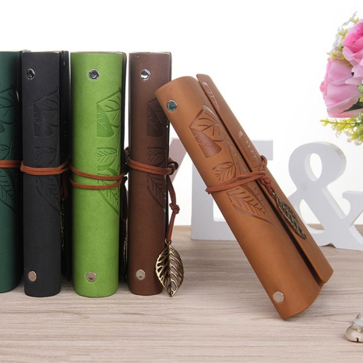 Retro Leaf Notebook School Office Stationery Diary Notepad Literature Pu Leather Note Book Traveler Journal Planners Gifts