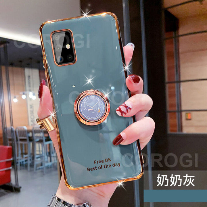 For Samsung Galaxy A51 Cover Ring Holder Ultra Thin Shiny