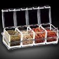 Transparent Crystal Condiments Organizers Seasoning Box Condiments 4 Spice Crystal Seasoning Box with FREE Spoons. 