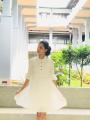 Nessie Black White Frock O Neck Shirt Collar Short Sleeve Short Dress. 