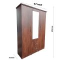 3 door, Melamine Cupboard /Almari (6x4 Fit) , Tow Loker & mirror , drack brown, - 5 year warranty. 