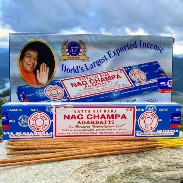 Nakshatra® Satya Nag Champa Lot De 6 Bâtons D'encens Avec Porte-encens Nakshatra | Chaque Boîte De 15 G De Bâtons D'encens à Combustion Longue | Pour Méditation, Yoga, Aromathérapie