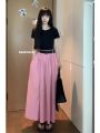 Tea Series Wear a Set of Short Sleeves T T-shirt Top Suit Women's Summer Dress Temperament High Waist Skirt Mid-Length Skirt. 
