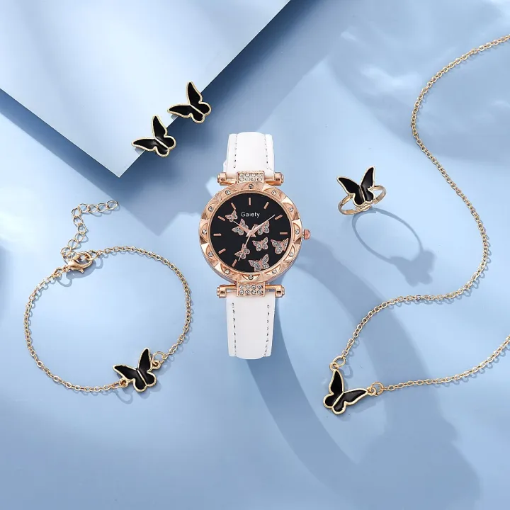 6pcs%20Luxury%20Watch%20Women%20Ring%20Necklace%20Earrings%20Bracelet%20Set%20Watches%20Butterfly%20Leather%20Strap%20No%20Box%20-%20Image%203