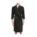 Yfashion Women Men Waffle Robe Trendy 3/4 Sleeves Knee Length Bathrobe With Belt Soft Lightweight Loungewear. 