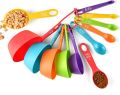 Plastic Measuring Cups and Spoons Set of 12: Plastic Measuring Cups of 6 and Plastic Measuring Spoons of 6, Plastic Measuring Cups Spoons for Baking and Cooking Rainbow Color. 