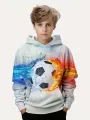 Fashion football 3D print boys casual pullover hooded long sleeve sweatshirt for spring fall kids hoodie tops Outdoor. 