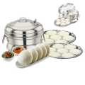 Stainless Steel Idly Maker Idli Panai with 2 Idly Plates (21 Idlies) - Large. 