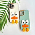 Phone Case For Tecno Spark 8C Cute cartoon silicone big eye duck patch mobile phone case electroplating TPU soft shell lens full bag fall proof wear resistant waterproof mobile phone back cover boy girl square box mobile phone protective case. 