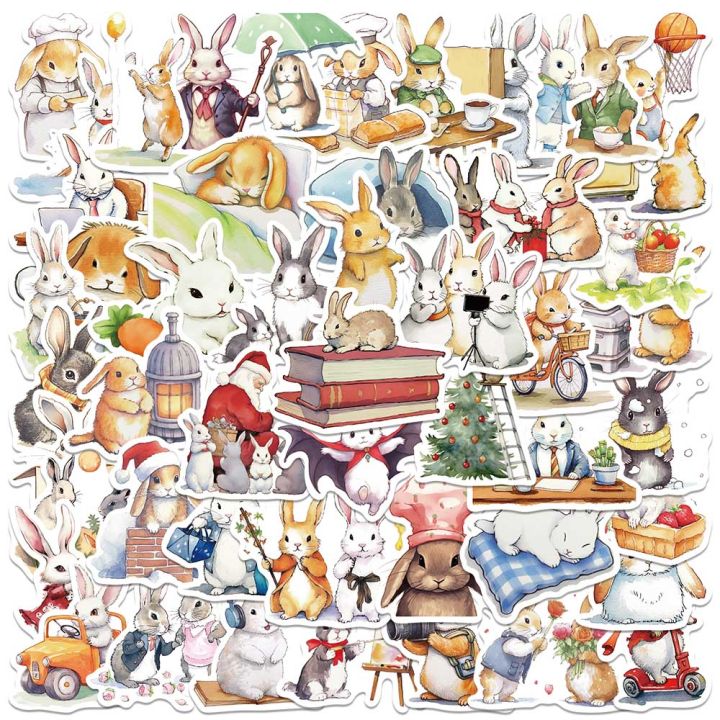 NEW 50PCS Bunny Rabbit Daily Day Cartoon Stickers Aesthetic Decals for ...