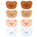 4pcs Lovely Plush Teddy Bear Patch Embroidery Cloth Stickers Fashionable Patchwork With Self-adhesive Decoration For Bag Clothing. 