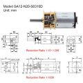GA12 N20 DC 12V (Support 6V 3V) Mini Gear DC Motor 30 50 80 100 200 300 400 500 600 800 1000 2000 3000 4000 RPM Bracket Encoder. 