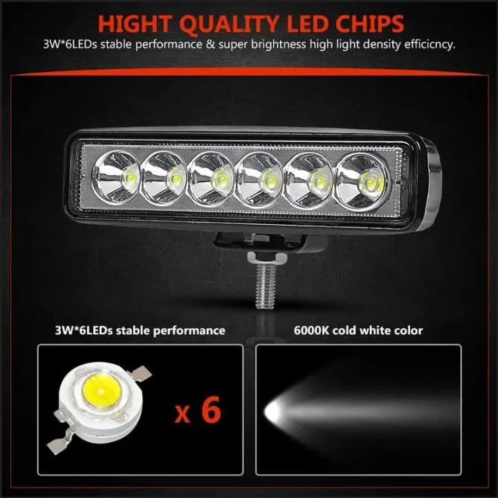2Pcs%206%20inch%2018W%20DRL%20LED%20Work%20Lamp%20Light%204WD%20for%20%20Off%20Road%20Truck%20Bus%20Boat%20Fog%20Light%20Car%20Light%20Assembly%20-%20Image%204