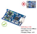 TP4056 5V 1A Micro USB 18650 Special Lithium Battery Charging Module (With Protection). 