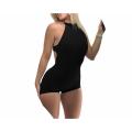 KOKKO Women's Backless Jumpsuits Summer Slim Fit Halter Neck Shorts Rompers Casual Sleeveless High Waist Knitted Bodysuits. 