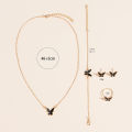 5PCS Fashion Butterfly Pendants Necklace Earrings Ring Bracelet Sets For Women Jewelry Set Bridal Wedding Jewelry Gift Moya. 