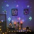Auoyo LED Curtain Light Curtain String Light Star Curtain Light Moon Lighting String Twinkle Window Lights 3.5M Curtain Lights Transparent Strand 8 Modes Waterproof Crescents and Stars Lights for Indoor Outdoor Home Decorative EU Plug. 