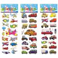 12 Different Sheets Cartoon Car Sticker 3D Stickers Toys Airplane Vehicles for Children Diary Notebook Decoration Gifts. 