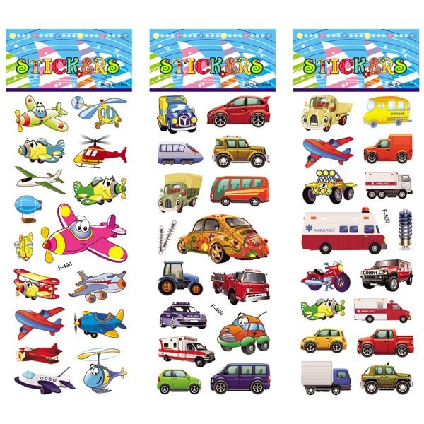 12%20Different%20Sheets%20Cartoon%20Car%20Sticker%203D%20Stickers%20Toys%20Airplane%20Vehicles%20for%20Children%20Diary%20Notebook%20Decoration%20Gifts%20-%20Image%204