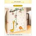 Cartoon Animals Giraffe Monkey Height Measure Wall Sticker For Kids Rooms Growth Chart Nursery Room Decor Wall Art. 