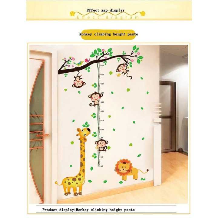 Cartoon%20Animals%20Giraffe%20Monkey%20Height%20Measure%20Wall%20Sticker%20For%20Kids%20Rooms%20Growth%20Chart%20Nursery%20Room%20Decor%20Wall%20Art%20-%20Image%204