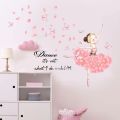 Cartoon pink princess castle unicorn flower wall sticker ballet dancing girl child girl room decoration poster mural sticker. 