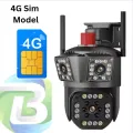 12MP 3-Lens Panorama 4G SIM / WiFi Outdoor Security Camera | PTZ IP CCTV with AI Human Detection, 360° View & HD Infrared Night Vision. 