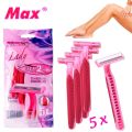 New style Original MAX Lady Razor 5pcs Bikini Razor Woman Razor Shaver Safety Female Hair Removal Double Blades Hair Razor Machine Mini Shaving Razor. 
